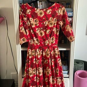 Red floral Bettie page dress